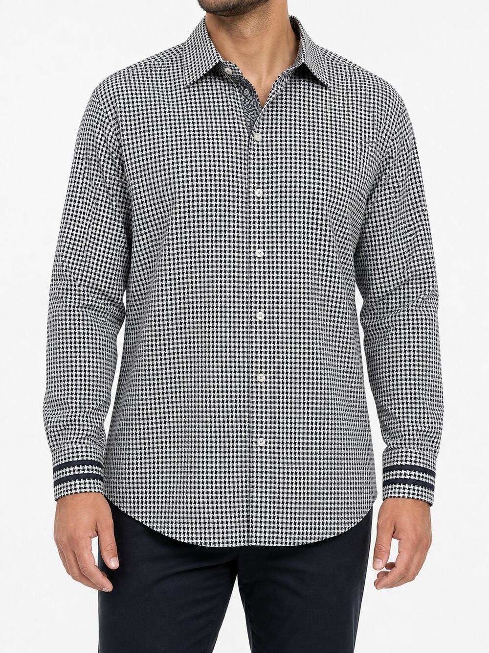 Robert Graham Modern Americana Men's Geometric Shirt 2XL Tailored Fit